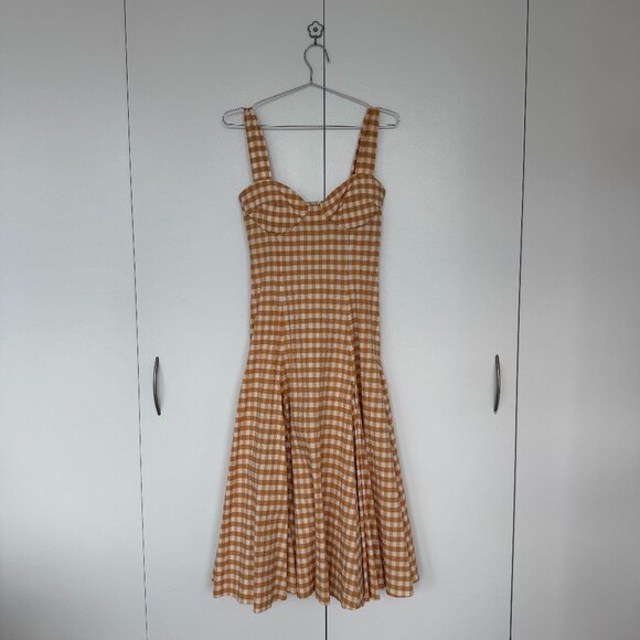 Paper London Mustard Yellow Gingham Maxi Dress Tie Straps - Picture 1 of 6